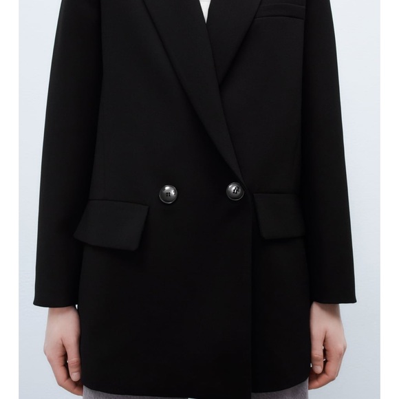Zara Women Flowy Buttoned Blazer Black Size Xs NWT - Picture 1 of 6